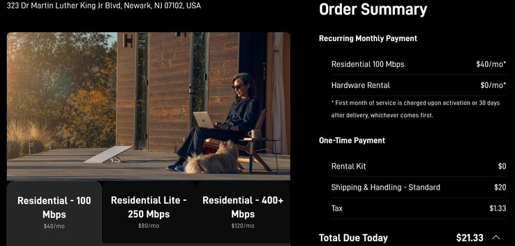 De aanbieding van het $40 Starlink 100 Mbps Residential plan. (Afbeeldingsbron: Starlink)