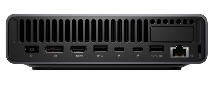 Aansluitingen van de Lenovo ThinkCentre X Ultra mini-pc.