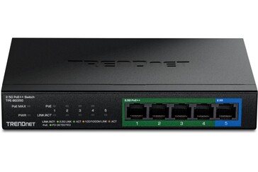 De ventilatorloze TPE-BG350 multi-gigabit-switch van Trendnet is uitgevoerd in een robuuste metalen behuizing