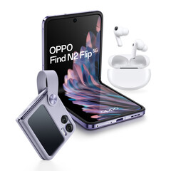 Oppo verkoopt de Find N2 Flip in de kleurstellingen Astral Black en Moonlit Purple. (Beeldbron: Oppo)