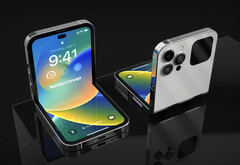 Een conceptafbeelding die voorstelt dat Apple een iPhone zou bouwen rond de vormfactor van de Galaxy Z Flip. (Beeldbron: Technizo Concept)