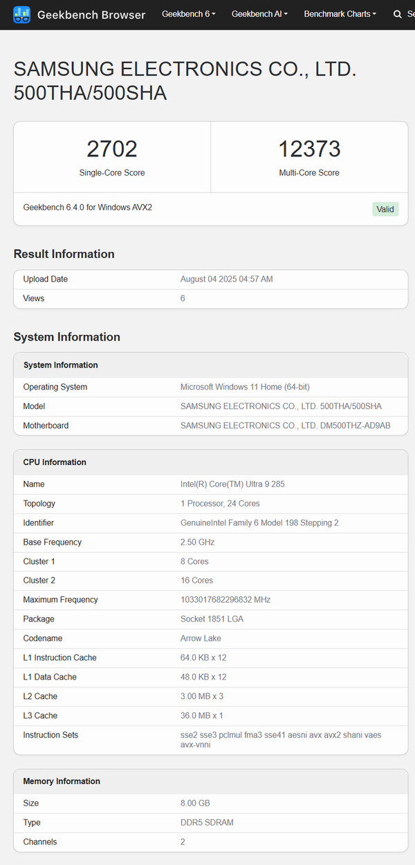 (Afbeeldingsbron: Geekbench)