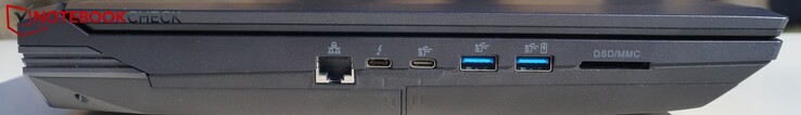 Links: Gigabit LAN, USB Type-C/Thunderbolt 3, USB Type-C, USB Type-A, USB Type-A (stroom), SD-kaartlezer