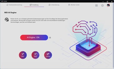 AI Engine = MSI AI Engine in de prestatieprofielen