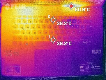 Oppervlaktetemperaturen boven (stresstest)