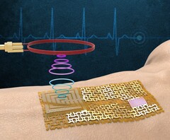 De e-skin kan gedragen worden als een verband dat biomarker info verstuurt naar een telefoon in de buurt. (Beeldbron: MIT.edu)