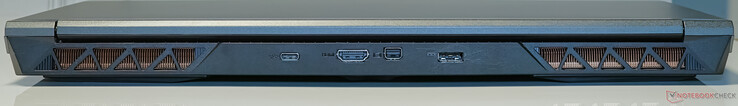 Achterkant: USB 3.2 Gen2 Type-C (voeding uit), HDMI-uit, mini-DisplayPort-uit, DC-in