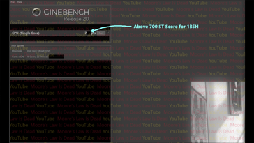 Core Ultra 9 185H Cinebench R20 Single-Core resultaat. (Bron: De Wet van Moore is dood)