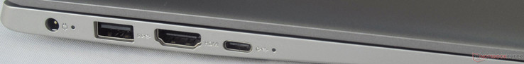 Linkerkant: DC in, USB 3.0, HDMI 1.4, USB 3.1 (Gen 1) Type-C, status LED