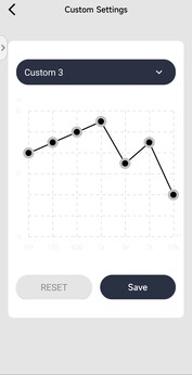 De app heeft drie EQ presets en drie aangepaste 7-bands EQ slots. (Afbeeldingsbron: Notebookcheck)