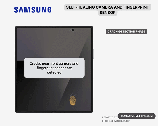 Samsungs patent voor zelfherstellende display op Galaxy opvouwbare telefoons (Afbeelding Bron: Summarize Meeting)
