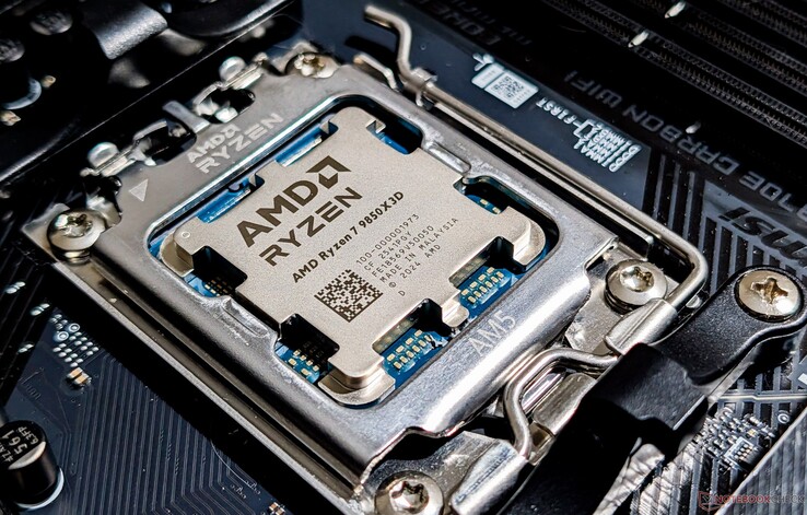 AMD Ryzen 7 9850X3D op het MSI MAG X870E Carbon Wi-Fi moederbord