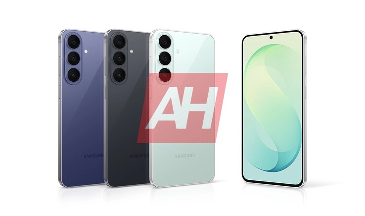 De afbeelding toont een uitgelekte afbeelding van de aankomende Galaxy S26 FE in een groenachtig, zwartachtig en blauwachtig kleurenpalet