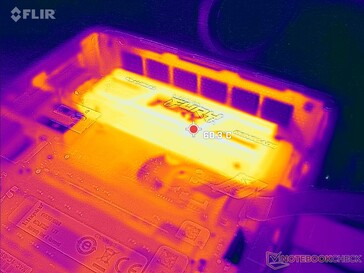 Temperatuur van het schijfoppervlak nadat de DiskSpd-lus test meer dan 30 minuten is uitgevoerd