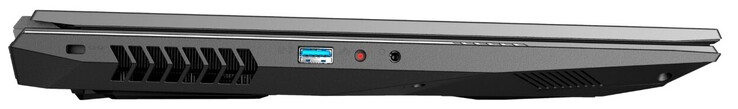 Links: Kabelvergrendelingssleuf, USB 3.2 Gen 1 (Type-A), 2-in-1 (microfoon in, optische S/PDIF), hoofdtelefoonuitgang