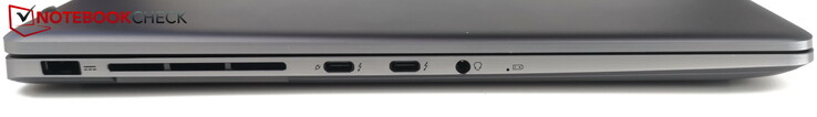 Links: voedingspoort, 2x USB-C 4.0/Thunderbolt 4 (1x PD), hoofdtelefoonaansluiting