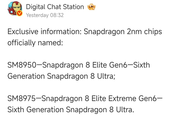 Digital Chat Station heeft gepubliceerd wat volgens hen de officiële merknaam is voor de volgende Snapdragon-chipsets