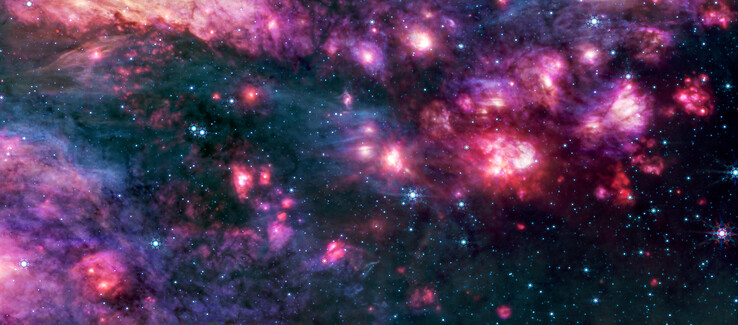 MIRI-afbeelding van Sagittarius B2 (Afbeeldingsbron: verschillende - zie bronnen)