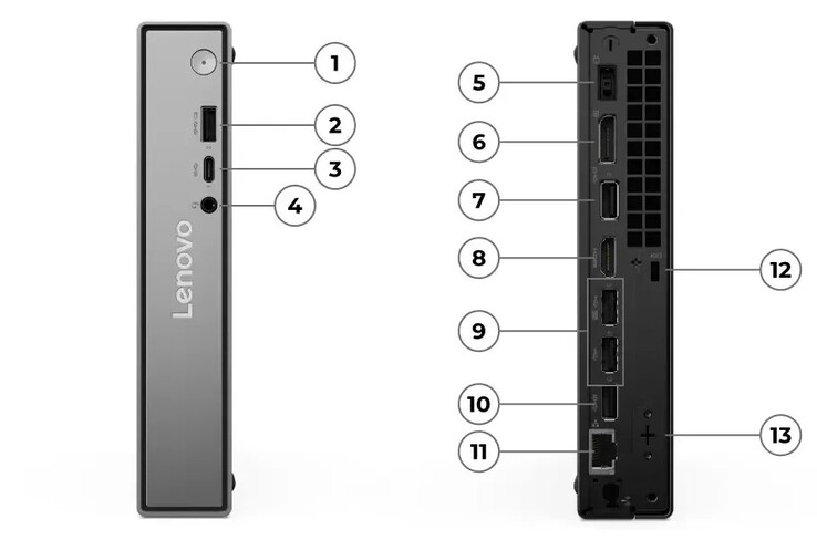 Aansluitingen van de ThinkCentre Neo 50q Gen 6 met Intel-processor