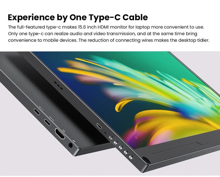 De draagbare 4K-monitor heeft verschillende aansluitmogelijkheden (Afbeelding bron: UPerfect)