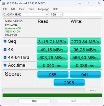Prestatietest met de ADATA SE920 via USB4