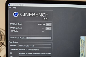 Core Ultra 7 155H Cinebench R23 resultaat. (Bron: @9550pro op X)