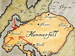 Kaart van de provincie Hammerfell uit het universum van The Elder Scrolls.