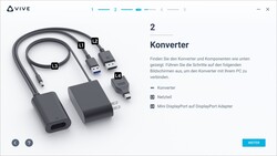 De converter verbindt de headset met de PC (bron: HTC)