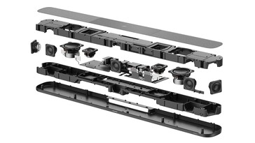 De Ambeo soundbar van Sennheiser maakt gebruik van 9 zorgvuldig gekantelde luidsprekers en veel DSP om meeslepend geluid te leveren (Afbeelding Bron: Sennheiser)