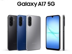 De Galaxy A17 5G is verkrijgbaar in zwart, blauw en grijs. (Afbeelding bron: Samsung)