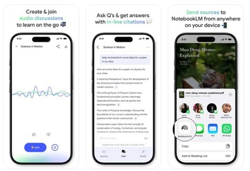 De NotebookLM app zal ondersteuning hebben voor het delen van bronnen vanuit apps en de mogelijkheid om discussies aan te maken en eraan deel te nemen. (Afbeeldingsbron: Google)