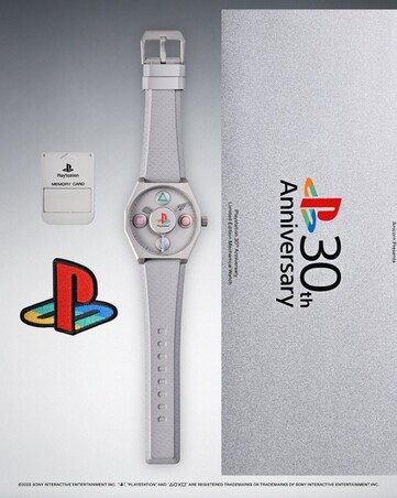 Het PlayStation Limited Edition Mechanische horloge wordt geleverd in een speciale detailhandeldoos en een PlayStation-badge. (Afbeeldingsbron: Anicorn)