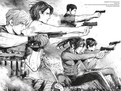 Officieel illustratiemateriaal uit Resident Evil: Death Island, deel 1.