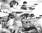 Officieel illustratiemateriaal uit Resident Evil: Death Island, deel 1.