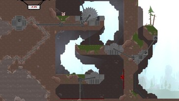 Afgebeeld: Een gameplay screenshot van Super Meat Boy.