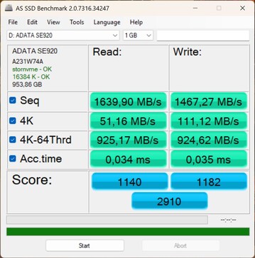 Prestatietest met de ADATA SE920 via USB4