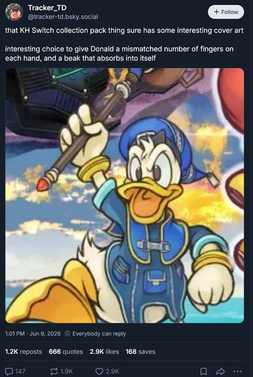 Illustratie van Donald Duck in het artwork van de Kingdom Hearts Collectie