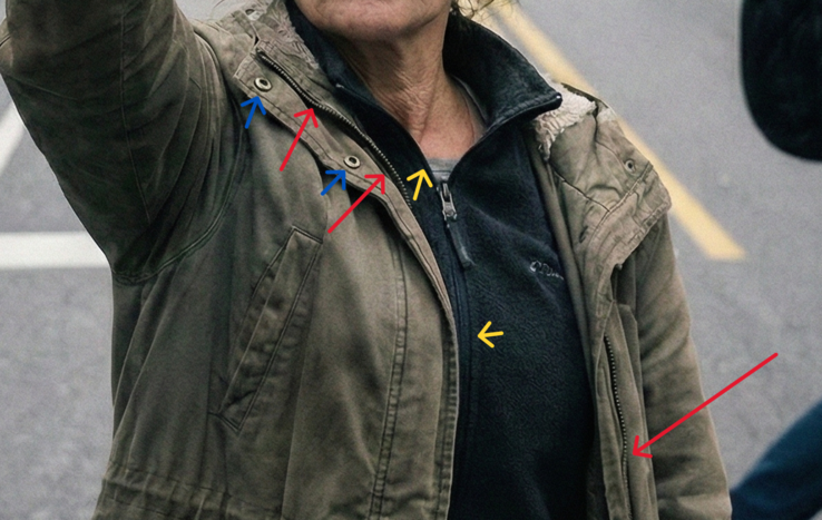 Ritsen en knopen komen niet helemaal overeen.