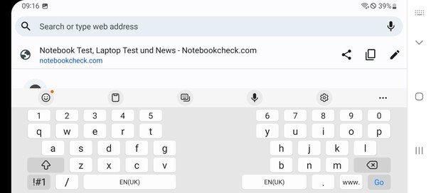 Toetsenbord in landschapsmodus