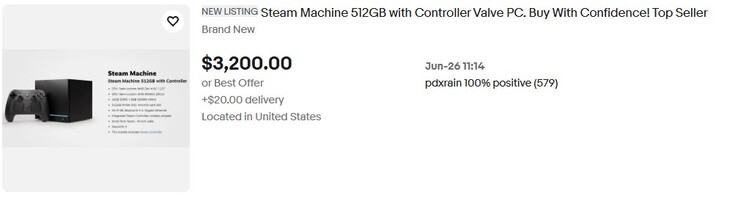 Steam Machine wordt op eBay aangeboden. 