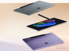 De Surface Pro 12&quot; wordt geleverd in de kleuren Ocean, Platinum en Violet met bijpassende toetsenbordaccessoires. (Afbeeldingsbron: via Roland Quandt &amp;amp; WinFuture)