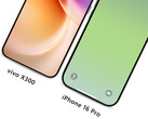 De Vivo X300 naast een iPhone 16 Pro, van links naar rechts. (Afbeeldingsbron: Han Bo Xiao - bewerkt)