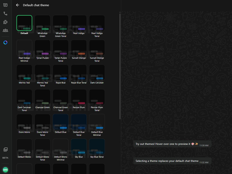 WhatsApp test thema's voor haar webapp