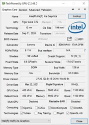 Lenovo ThinkBook 13x G1 - GPUz