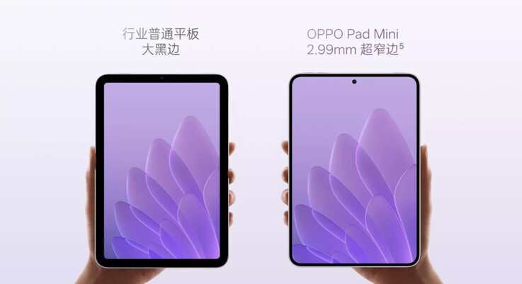 Oppo vergelijkt de Pad Mini met de iPad mini.