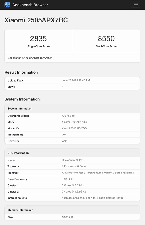 (Afbeeldingsbron: Geekbench)