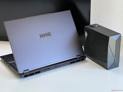 XMG Neo 16 E25 met Oasis waterkoeling. (Afbeeldingsbron: Notebookcheck)