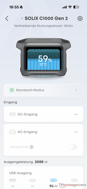 Het overzicht toont de batterijstatus...