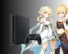 Genshin Impact-personages afgebeeld naast PS4 (bron: Cognosphere, Sony PlayStation met bewerkingen)