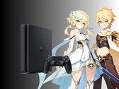 Genshin Impact-personages afgebeeld naast PS4 (bron: Cognosphere, Sony PlayStation met bewerkingen)